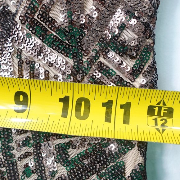 Brown Evening Dress XS Long Gown Sequin Off The Shoulder Maxi Allover Formal USA - Picture 6 of 11